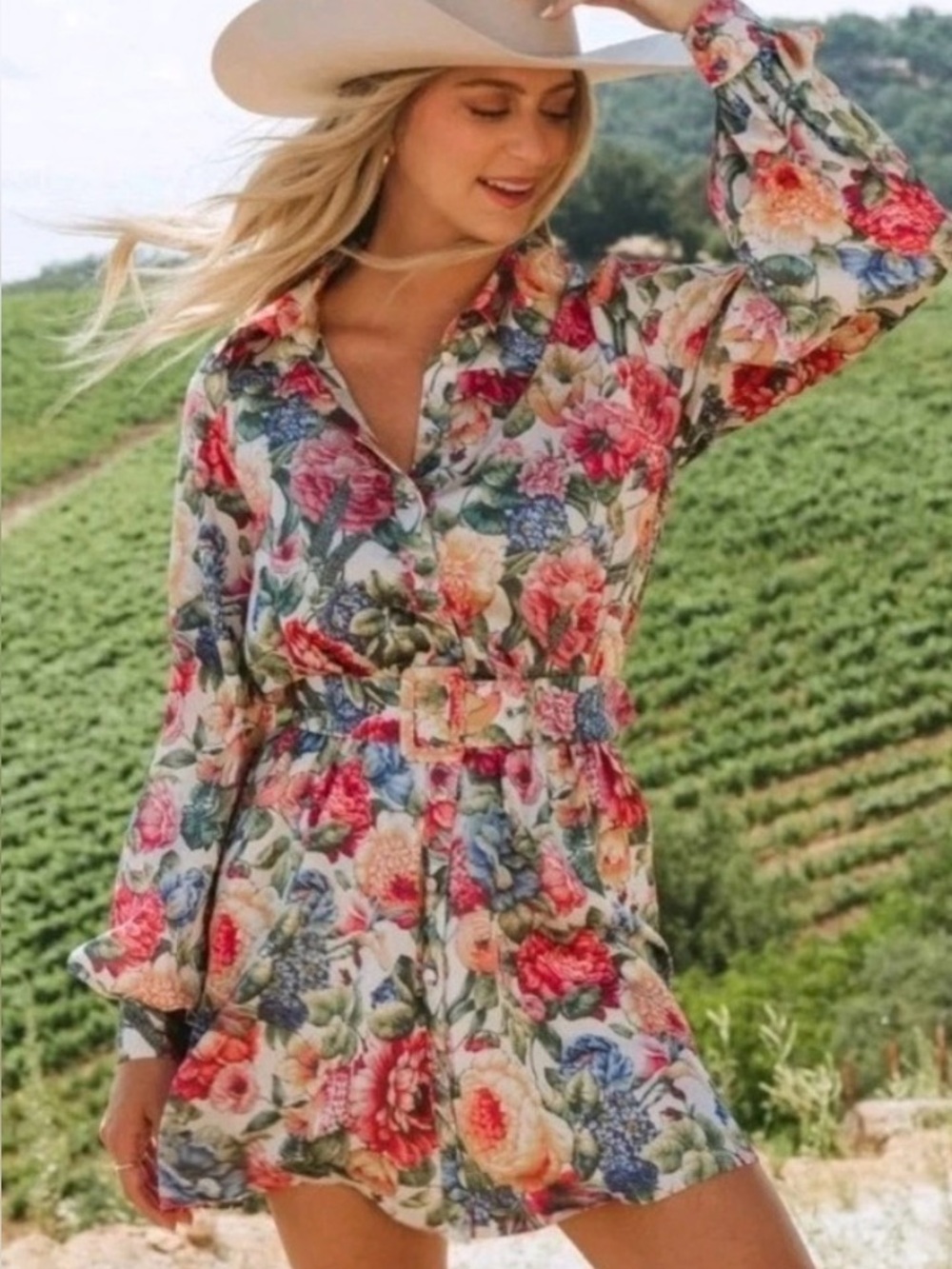Show Me Your Mumu Dusty Meadows Floral Button-Up Dress